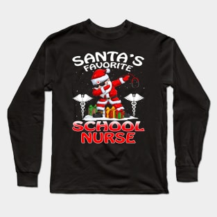 Santas Favorite School Nurse Christmas T Shirt Long Sleeve T-Shirt